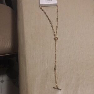 Forever 21 gold long y necklace with bar NWT